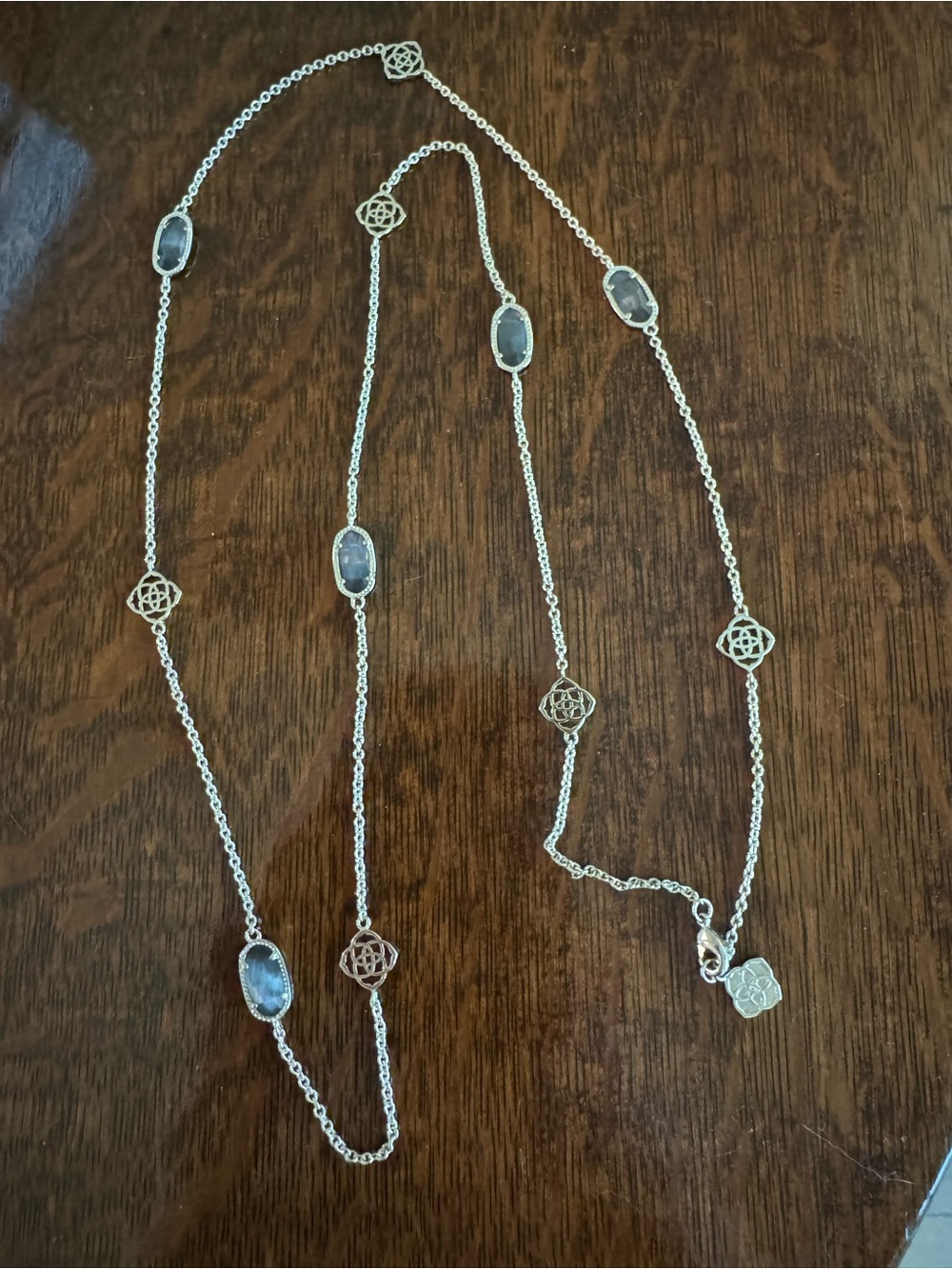 Kendra Scott Sonya Long Station Necklace - Grey Stones